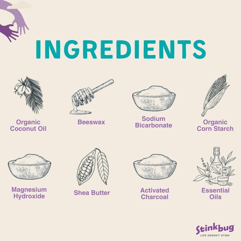 Natural Organic Deodorant Stick with Lavender, Coconut Oil and Activated Charcoal, Aluminum Free Deodorant by Stinkbug Naturals, 2.1 Ounce Pack of 1