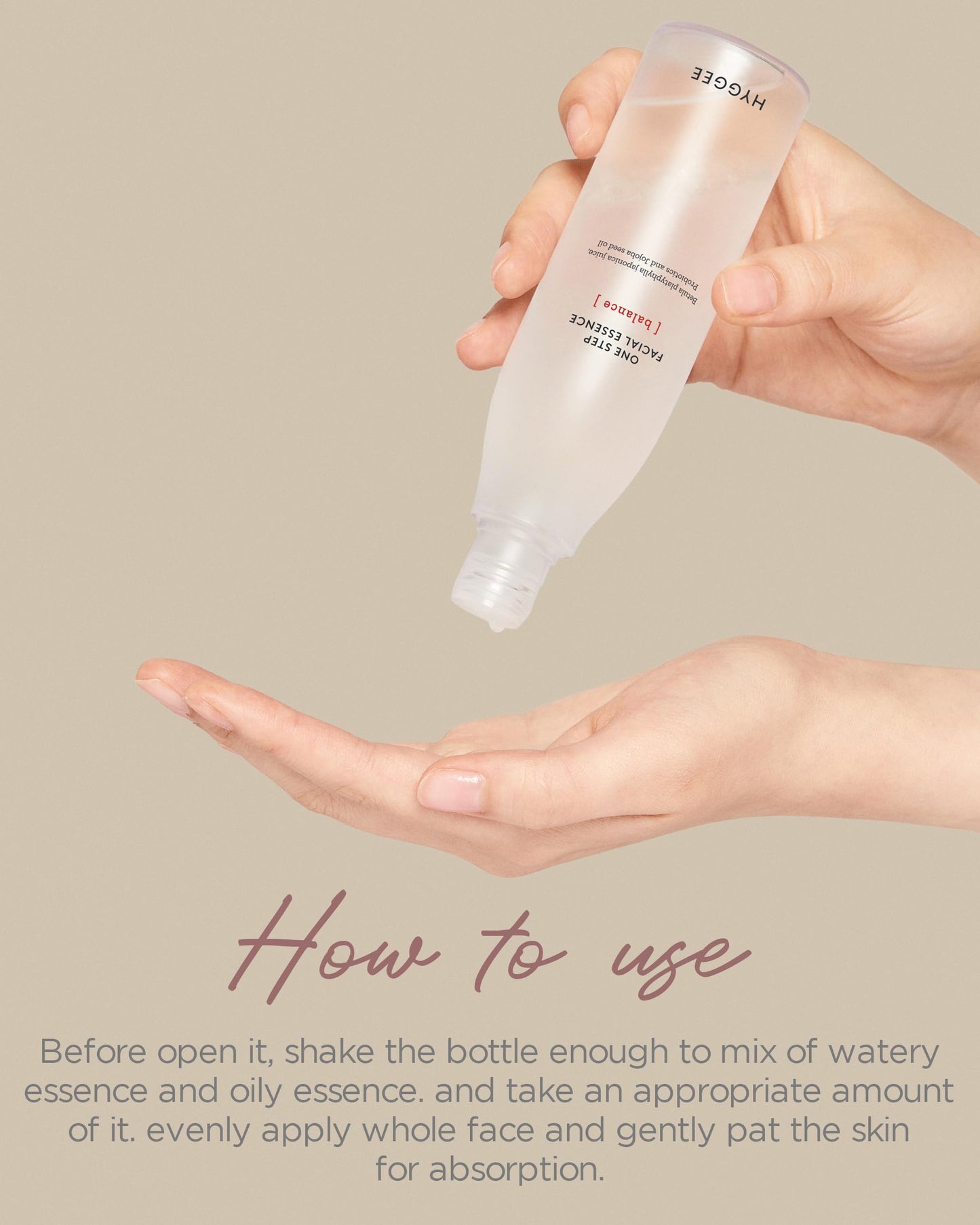 HYGGEE Onestep Facial Essence - Bi-Phase Hydrating Korean Toner with Birch Sap and Probiotics - Water and Oil Essence, 3.9 fl.oz.