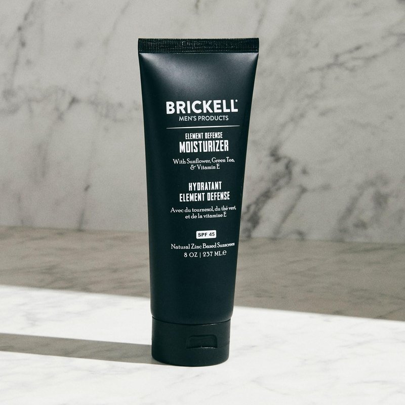 Brickell Men's Element Defense SPF45 Moisturizer for Men, Mineral Sunscreen, Hydrates and Protects Skin Against UVA/UVB Rays, With Zinc, Vitamin E, and Green Tea, 8 Ounce, Unscented