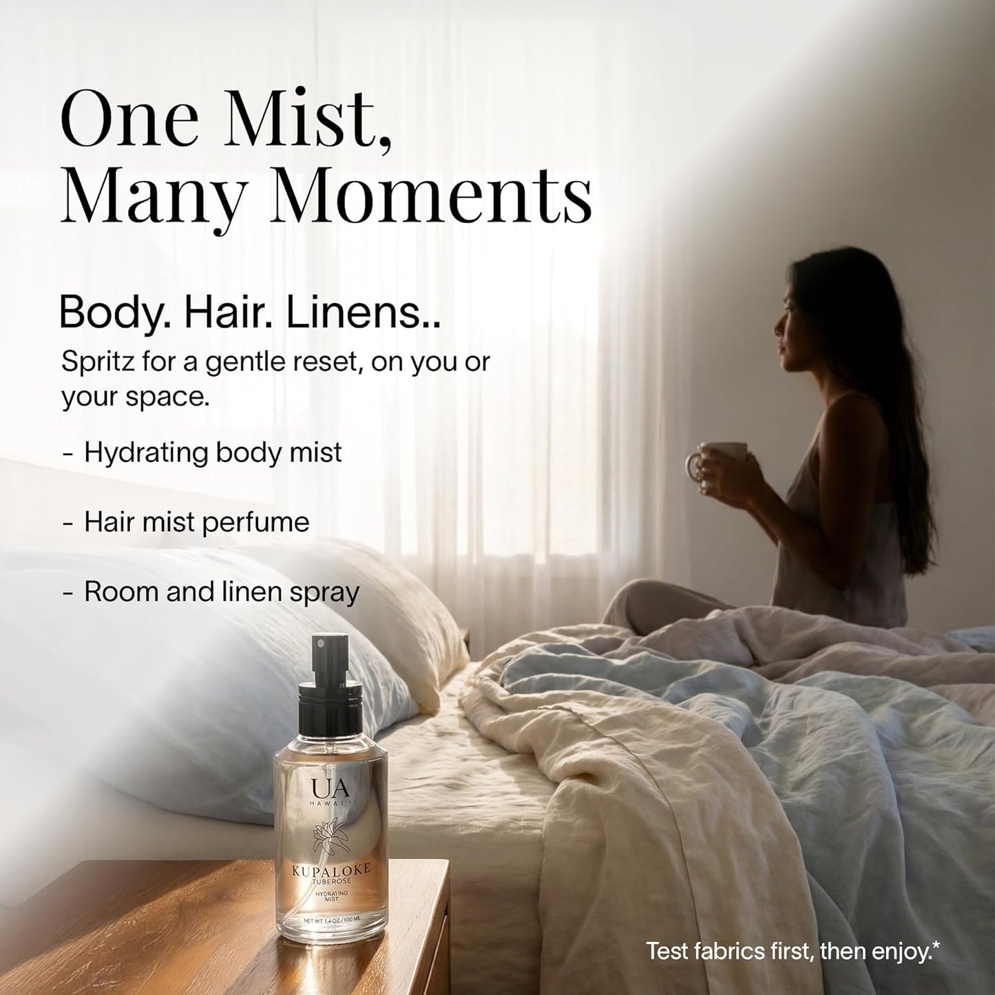 Kupaloke Tuberose Body & Hair Mist - Hydrating Hair Perfume with Hyaluronic Acid | 3.4 oz, Alcohol-Free