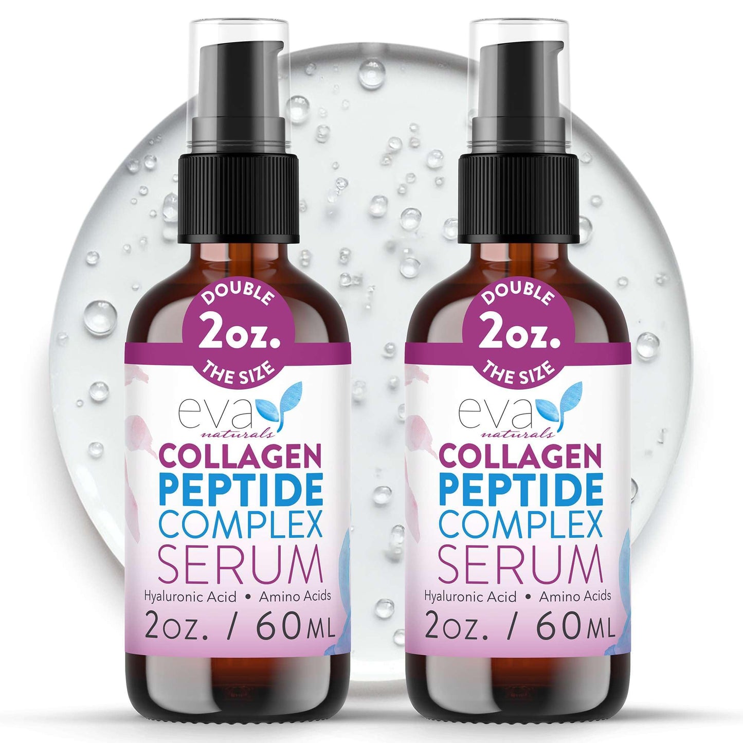 Collagen Peptide Serum for Face – Anti Aging Facial Treatment with Peptides & Hyaluronic Acid – Gentle for Sensitive Skin, Microneedling Pen, Derma Roller, Skin Firming & Hydrating (2 Oz) (2 Pack)