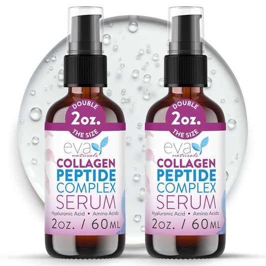 Collagen Peptide Serum for Face – Anti Aging Facial Treatment with Peptides & Hyaluronic Acid – Gentle for Sensitive Skin, Microneedling Pen, Derma Roller, Skin Firming & Hydrating (2 Oz) (2 Pack)