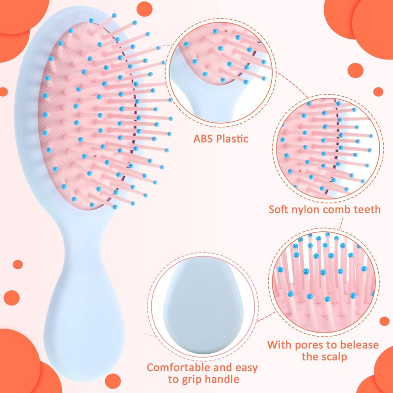 Zopeal 28 Pcs Kids Graduation Gifts Wet Hair Mini Brush Hygiene Supplies Bulk Girl End of School Small Pocket Travel Summer Camp Hairbrush Detangler Soft Bristle Bridesmaid Party Favor(28 Colors)