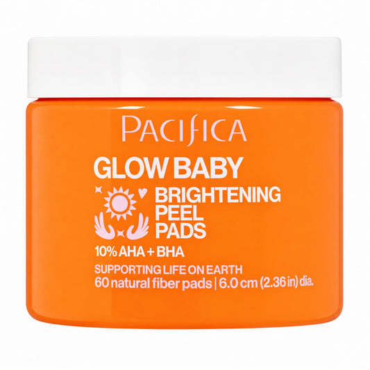 Pacifica Glow Baby Brightening Peel Pads 10% AHA + BHA Exfoliating Face Pads for Glowing Skin Resurfacing Glycolic Acid & Salicylic Acid Pad to Smooth Texture & Minimize Pores Fragrance Free 60 Count