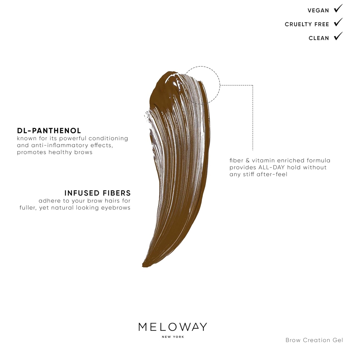 Brow Creation Gel - Tinted Fiber Gel for Thicker, Fluffier Brows | Vegan & Cruelty-Free - Licorice Tease (Black) - 6.0ml