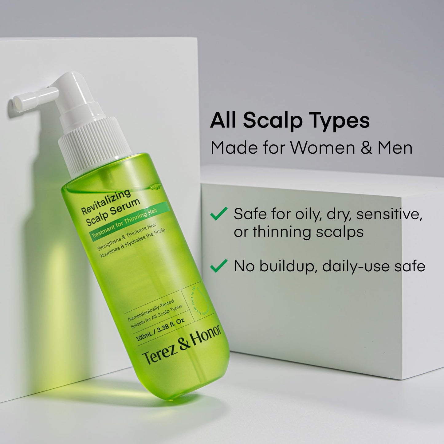 Scalp Serum for Hair Growth Spray – Korean Vegan Treatment for Hair Loss, Thinning & Itchy Scalp, Non-Greasy, Lightweight Formula to Exfoliate Dandruff & Strengthen Roots – For Men & Women (100 mL)
