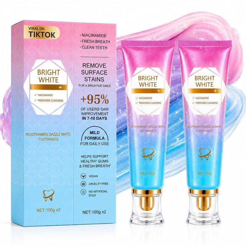 Niacinamide Whitening Toothpaste 2 Pack, Mint Toothpaste for Fresh Breath & Teeth Cleaning, Daily Oral Care Toothpaste with Niacinamide, Gentle Formula for Sensitive Teeth