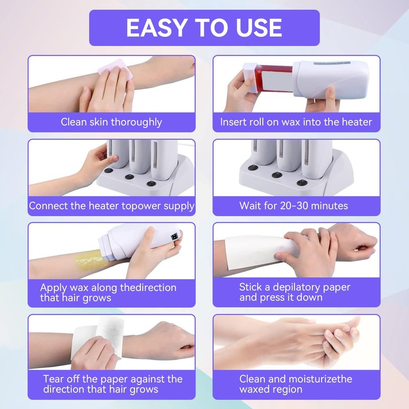 Wax Warmer for Hair Removal, Professional Abs Roll on Wax Heater Waxing Body Hair Removal Hot Wax Machine for Hand, Foot, Elbow, Arm, Leg, Armpit and Bikini Line Easily