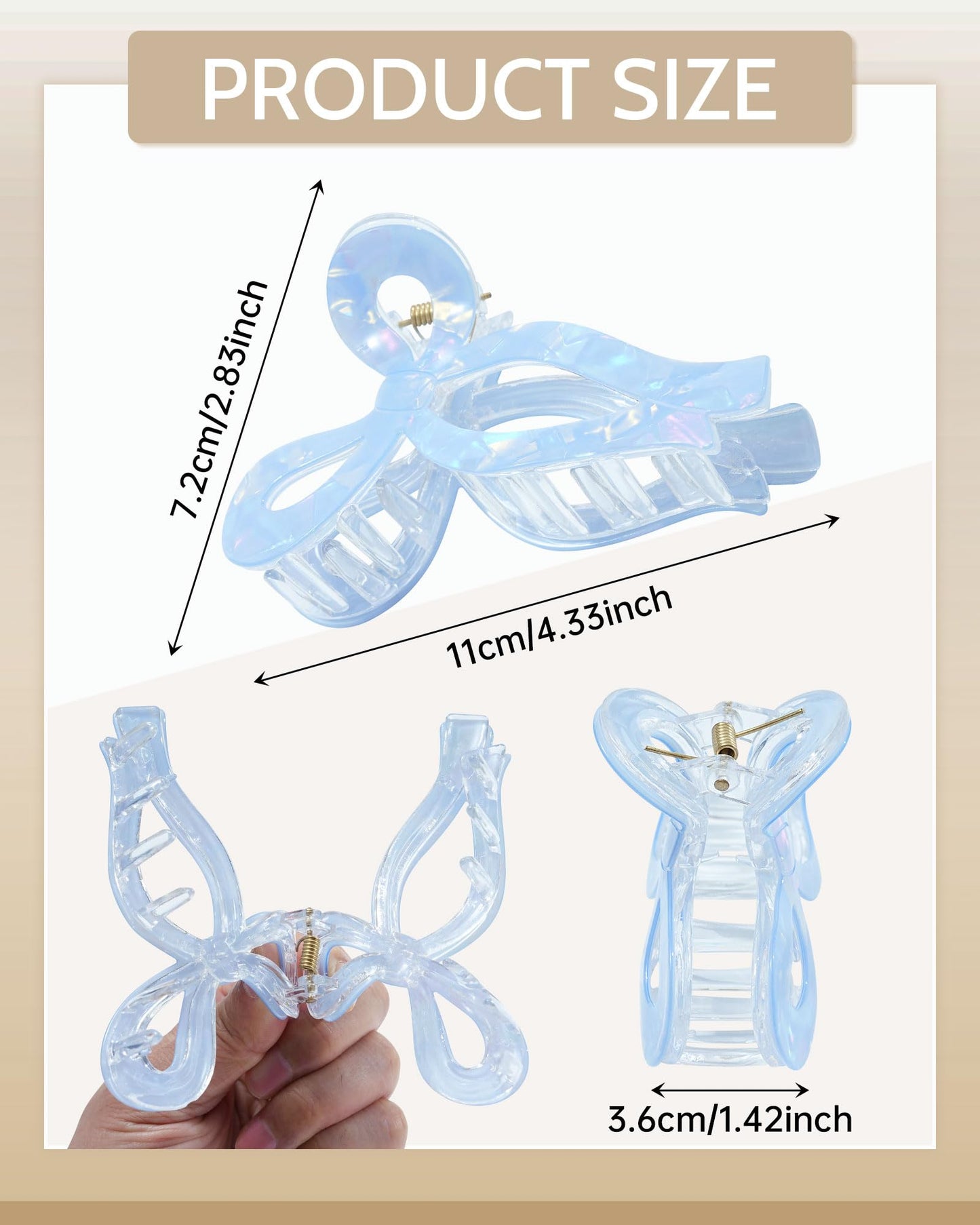 Mesovor Acrylic 4 Pack Elegant Bow Hair Claw Clips for Thin and Thick