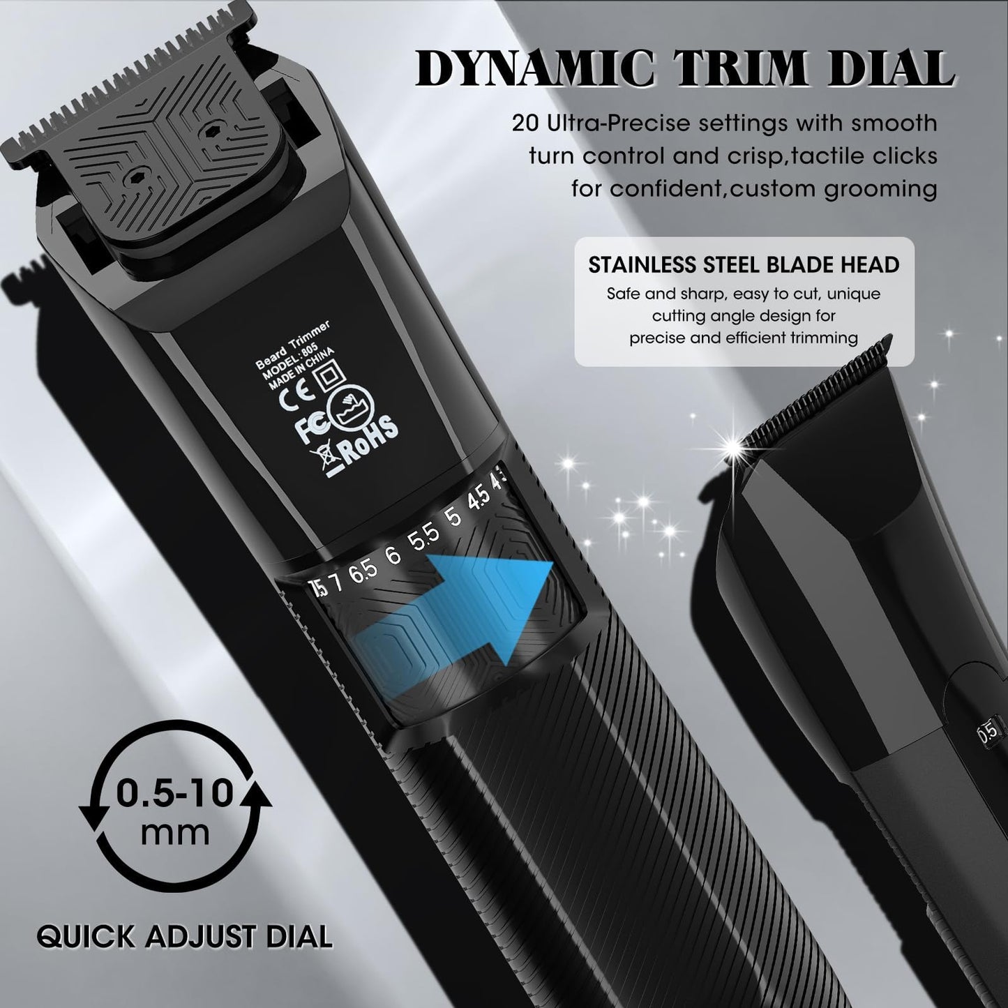 QREEYX Beard Trimmer for Men Groin & Body Hair Trimmer, Nose & Ear Clipper Head Razors for Bald Men, 5 in 1 Waterproof Manscape Kit with Travel Case, LED Display, Grooming Kit Gift for Him