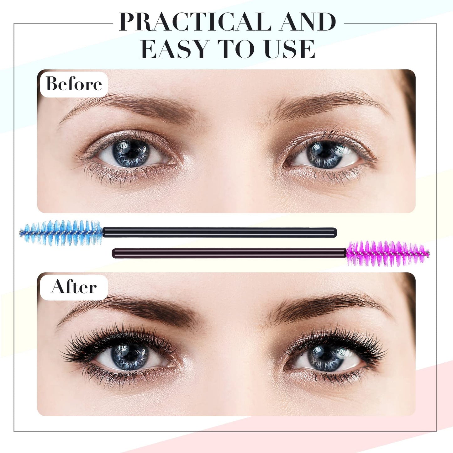 1000 Pcs Disposable Eyelash Mascara Brushes Mascara Wand Eyelash Spoolies Brush Applicators Eyebrow Comb for Eye Makeup Lash Extension, 3.86 Inches, 10 Color