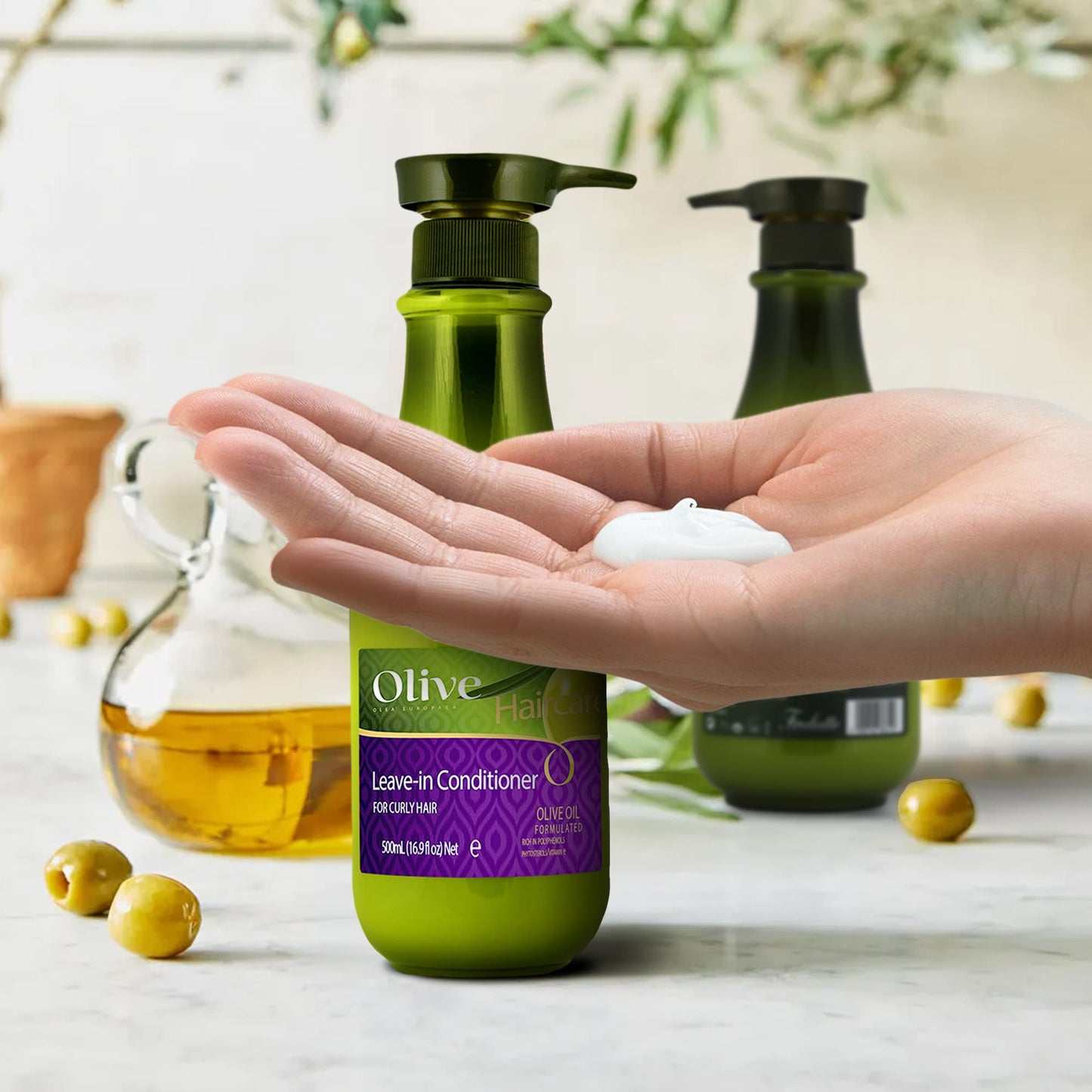 Frulatte Protecting Olive Leave In Conditioner with Certified Organic Olive Oil for curly hair 13.5 fl oz