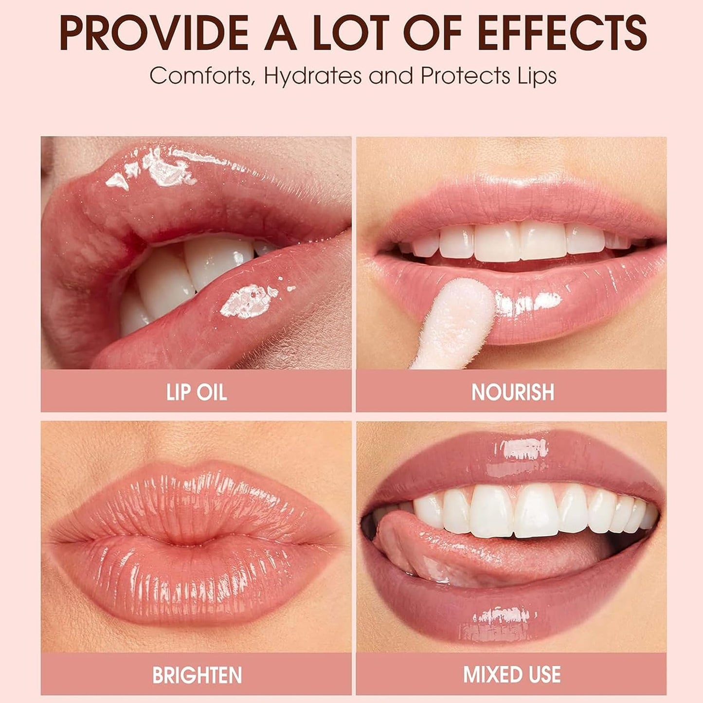 LuckNest Translucent Black Lip Gloss, Clear/Cherry/Sugar Lip Oil, Plumping Hydrating Mirror Highlight Gloss - Moisturizing Long Lasting & Non-Sticky Vegan Makeup (3Pcs)