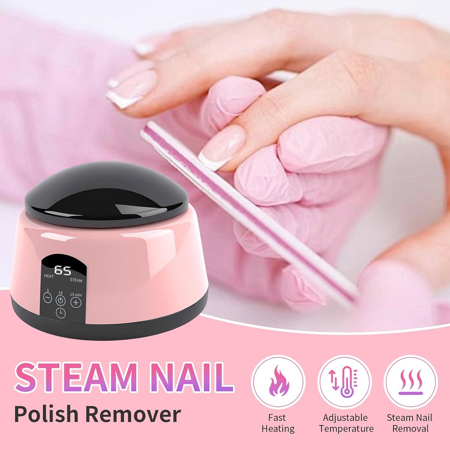 Electric Nail Soaking Bowl - Adjustable Temperature Gel Polish Remover | Quick & Easy Home DIY Solution