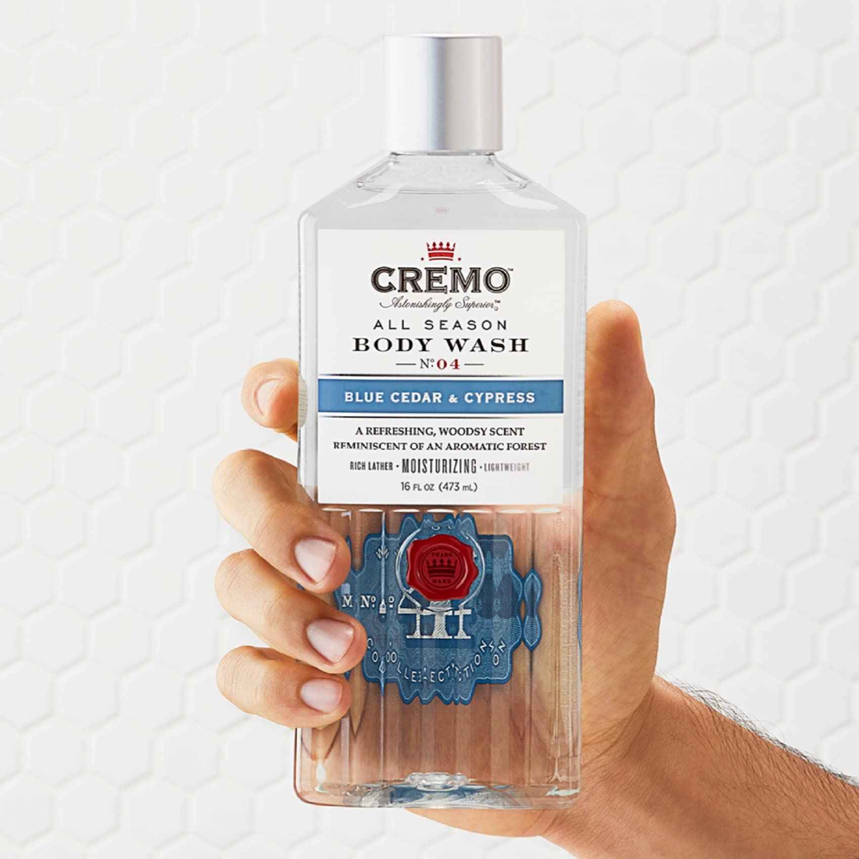 Cremo Men's Body Wash Bundle with Blue Cedar & Cypress Scent 16 Fl Oz and Silver Water & Birch Scent 16 Fl Oz
