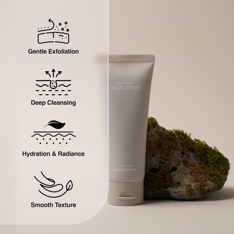 Lyanature FACIAL SCRUB – Organic Koean Face Scrub, All Natural Face Wash & Exfoliating Cleanser for Sensitive Skin, Deep Cleansing & Dead Skin Remover, Non-Toxic & Paraben-Free (3.53 fl oz / 100g)