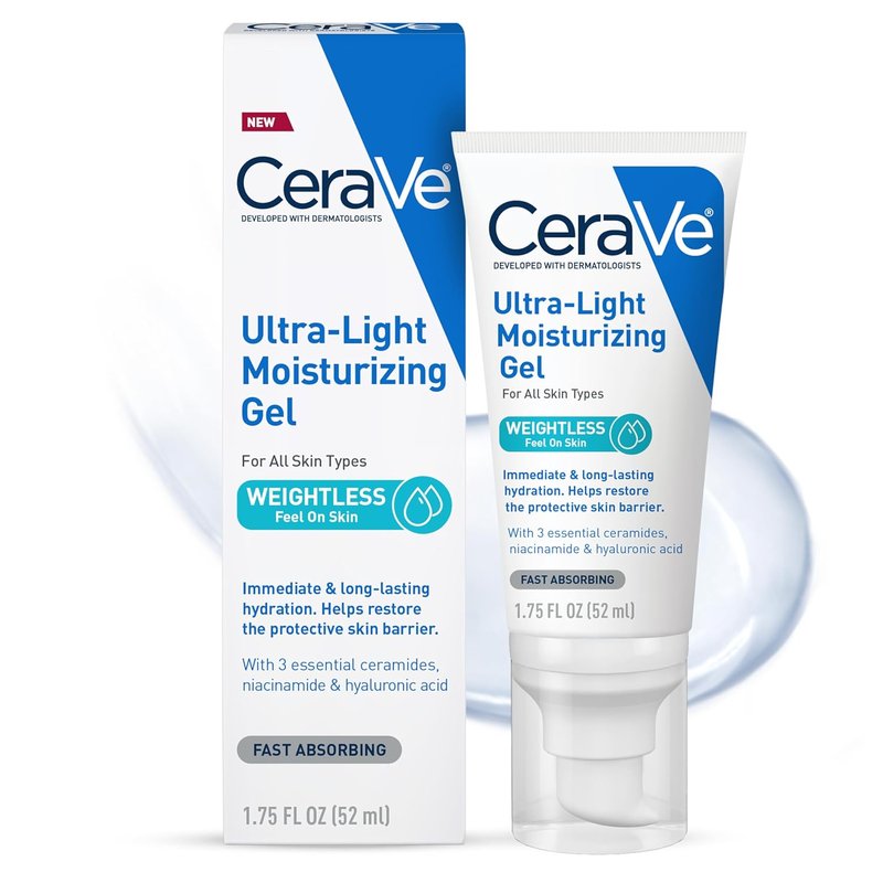 CeraVe Ultra-Light Moisturizing Gel - Hydrating Face Moisturizer with Ceramides & Niacinamide | 1.75 FL Oz