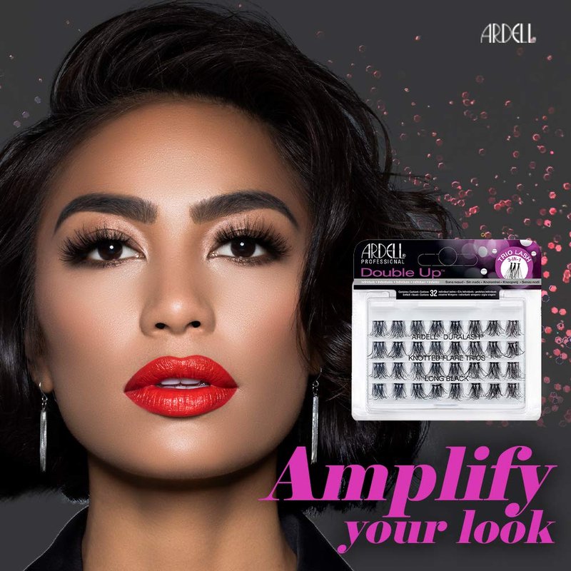 Ardell Double Up Trio Individual Lashes - Long Black DIY Lash Clusters | Customizable Eyelash Extensions, 4 Pack