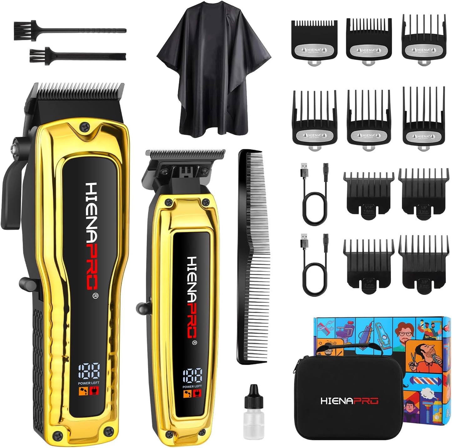 Professional Hair Clipper Set for Men - Cordless Barber Clipper & Trimmer Kit | USB Rechargeable Electric Hair Cutting Tools