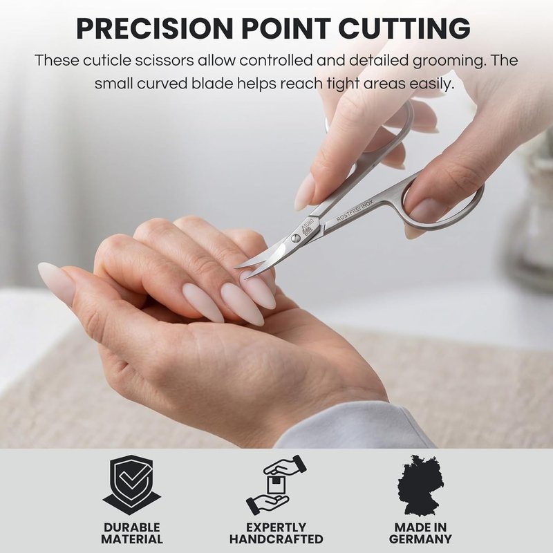 INOX Stainless Steel Cuticle Scissors - German Precision Cuticle Remover | Ergonomic Design