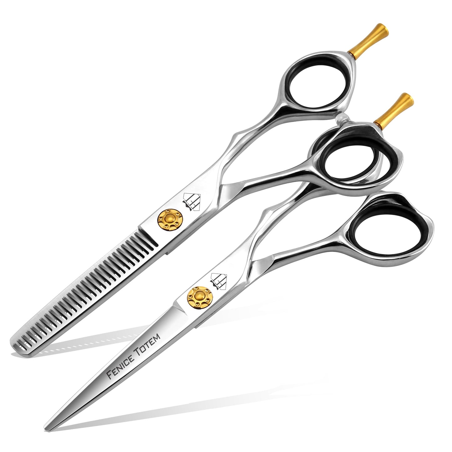 Fenice Totem Professional Hair Scissors, Sharp Precision Cutting, No-Pull Design, Zero Damage (Straight, 6.0")