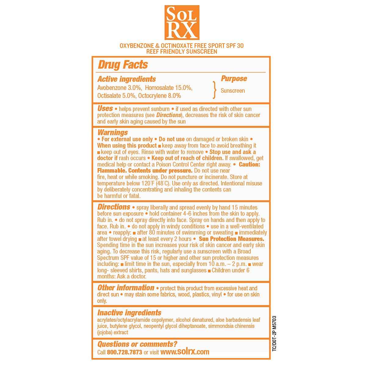 SolRX SPF 30 Sport Sunscreen Dry Spray, 6 oz