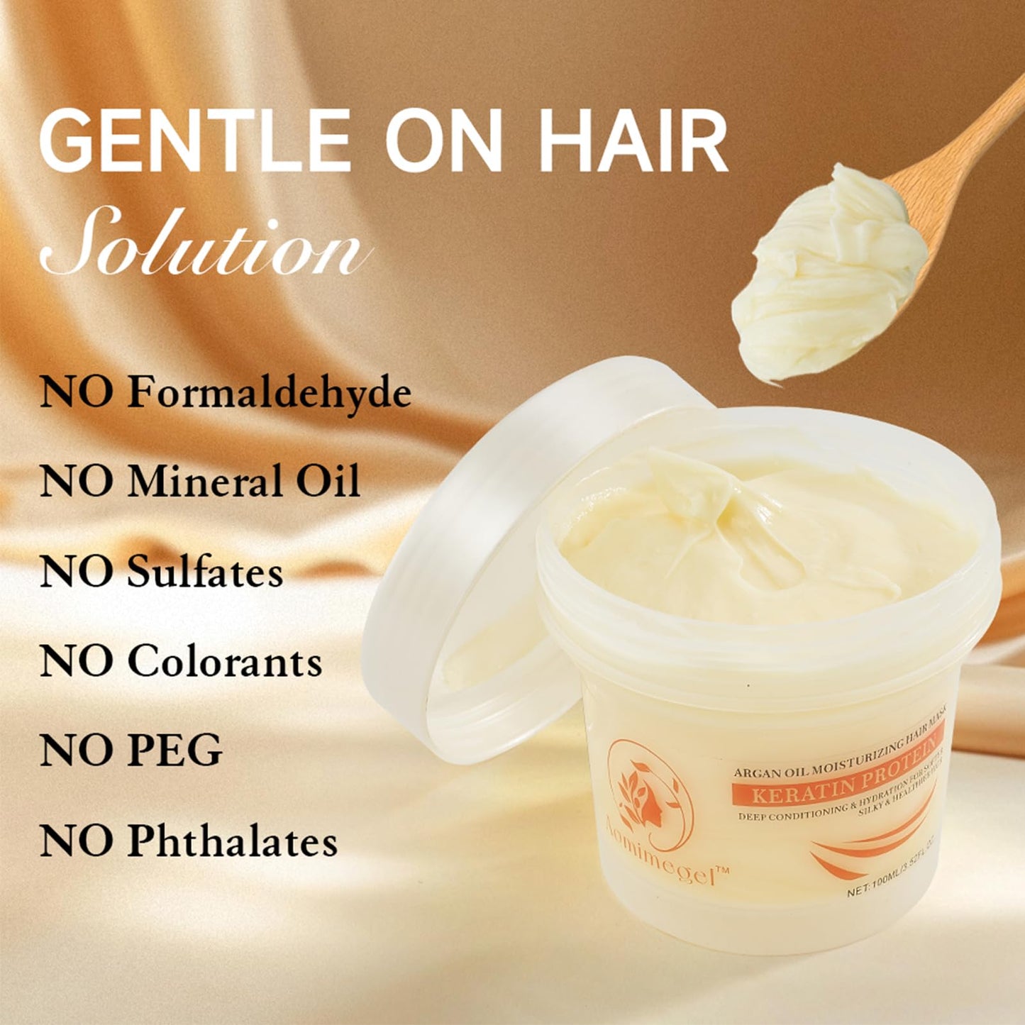 Aomimegel Collagen Hair Mask,Deep Repair Conditioning Argan Oil Hair Mask for Damaged Hair Treatment, Deep Conditioner Hydrating Hair Masque for All Hair Types 3.38 oz 100ml
