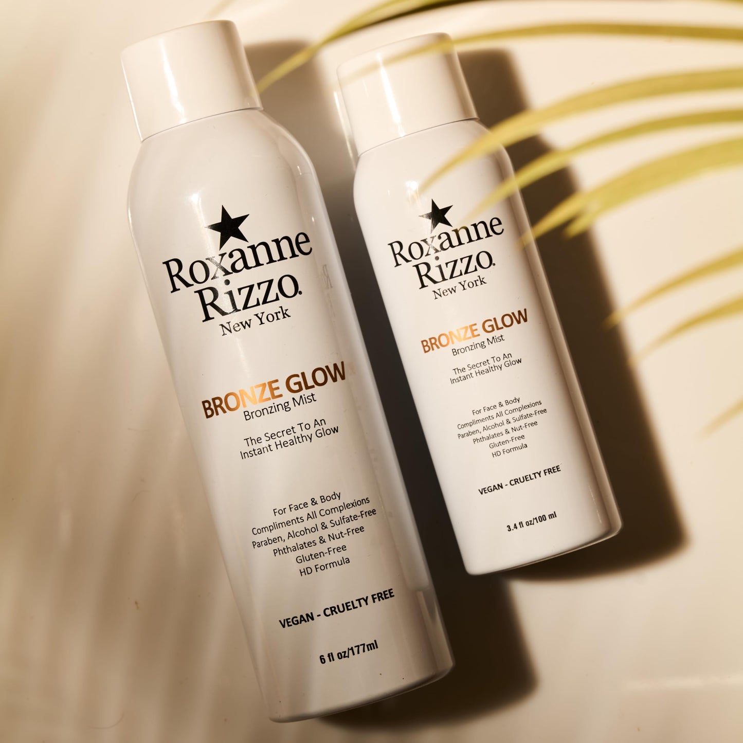 Bronze Glow Duo By Roxanne Rizzo - Celebrity Choice Bronzer - Refreshing Hydrating Mist - Face & Body - Blends with All Skin Tones - TSA Approved Travel Size (100ml) - Includes 177ml & 100ml Bottles