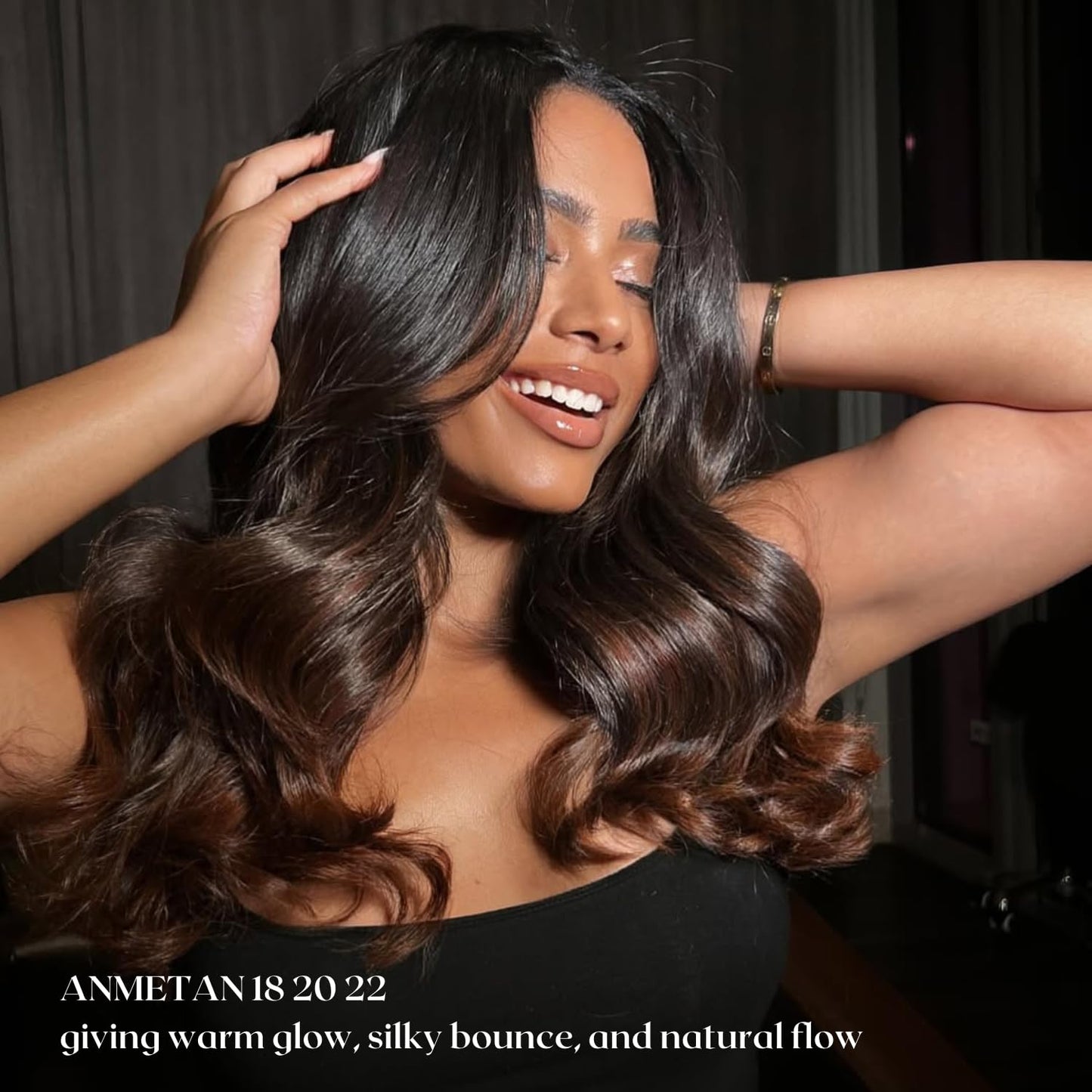 ANMETAN Chestnut Brown Ombre Color T1B/2/30 Human Hair Body Wave Single Bundle, Thick 12A Brown 3 Tone Ombre Bundles With Dark Roots 100% Remy Hair Wavy Sew In Quick Weave Keep Soft after Washes 12 IN