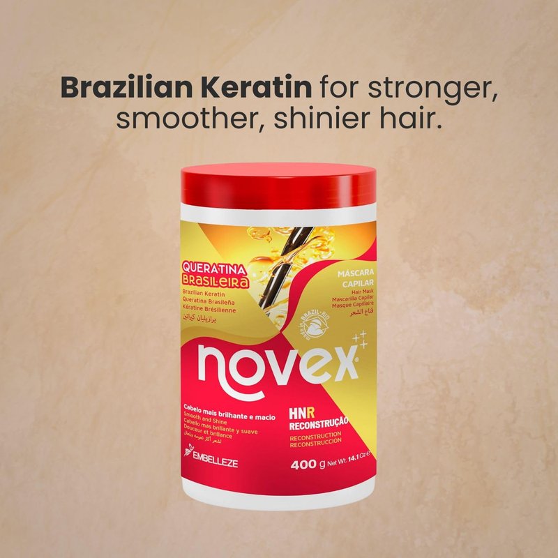 NOVEX Hair Conditioning Mask, Keratin for Frizz Control & Damage Repair, Ultra Concentrated Formula, 1kg / 35.3 oz