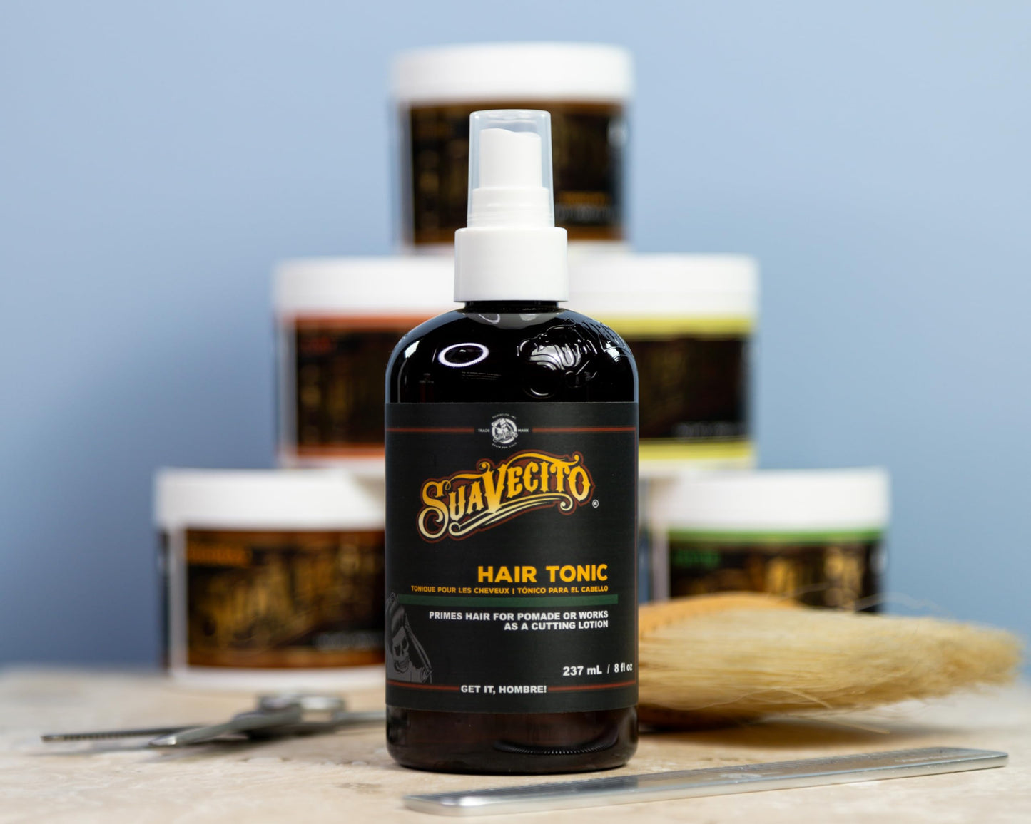 Suavecito Hair Tonic Spray 8 oz. Adds Refinement & Resilience To Hair - Combats Dryness, Buildup & Breakage - Nourishes Scalp - Alcohol Free, Paraben Free, Sulfate-Free - Rosemary, Witch Hazel