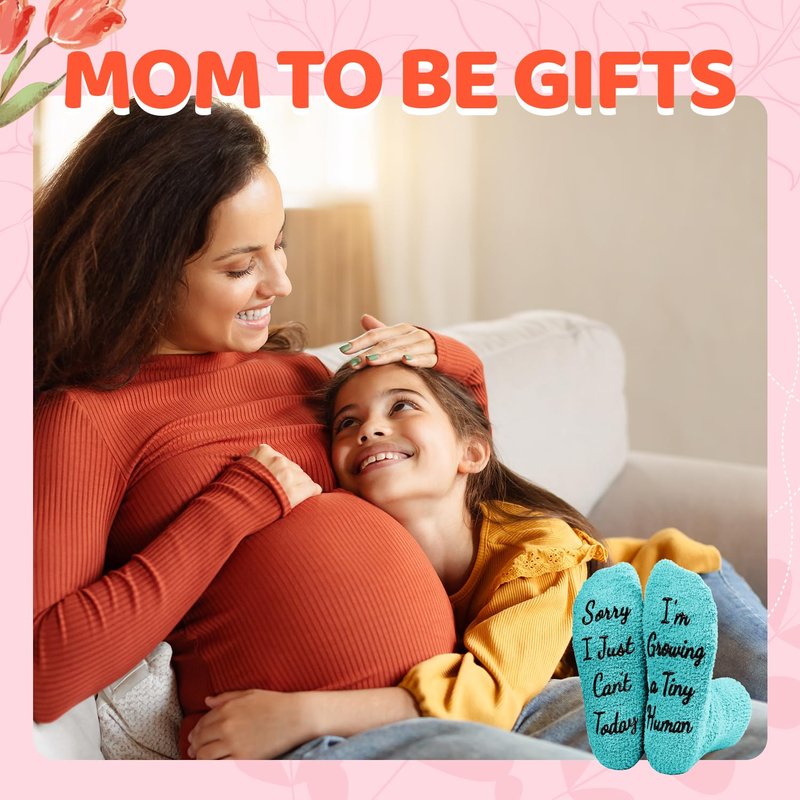 HAPPYPOP Mom to Be Gifts - Pregnancy Socks for Expecting Mothers on Valentine's and Mother's Day, Labor and Delivery Socks