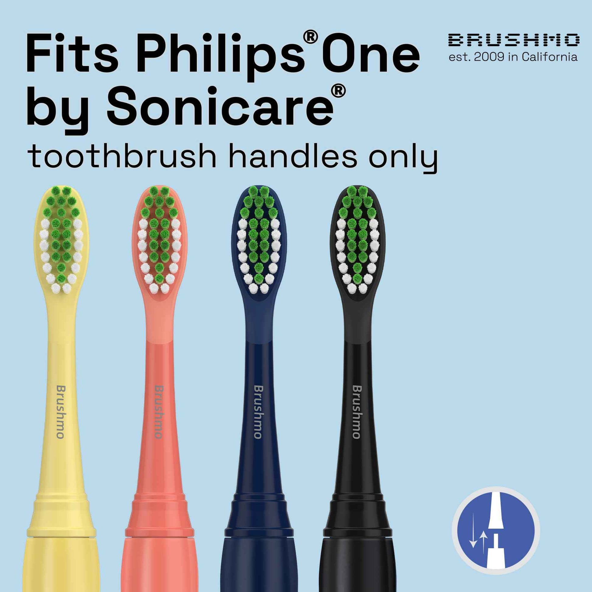 Brushmo Compatible with Philips One for Sonicare Replacement Toothbrush Heads, for HY1100 Brush Head (Shadow Black) 4 Pack + (Miami Coral) 4 Pack