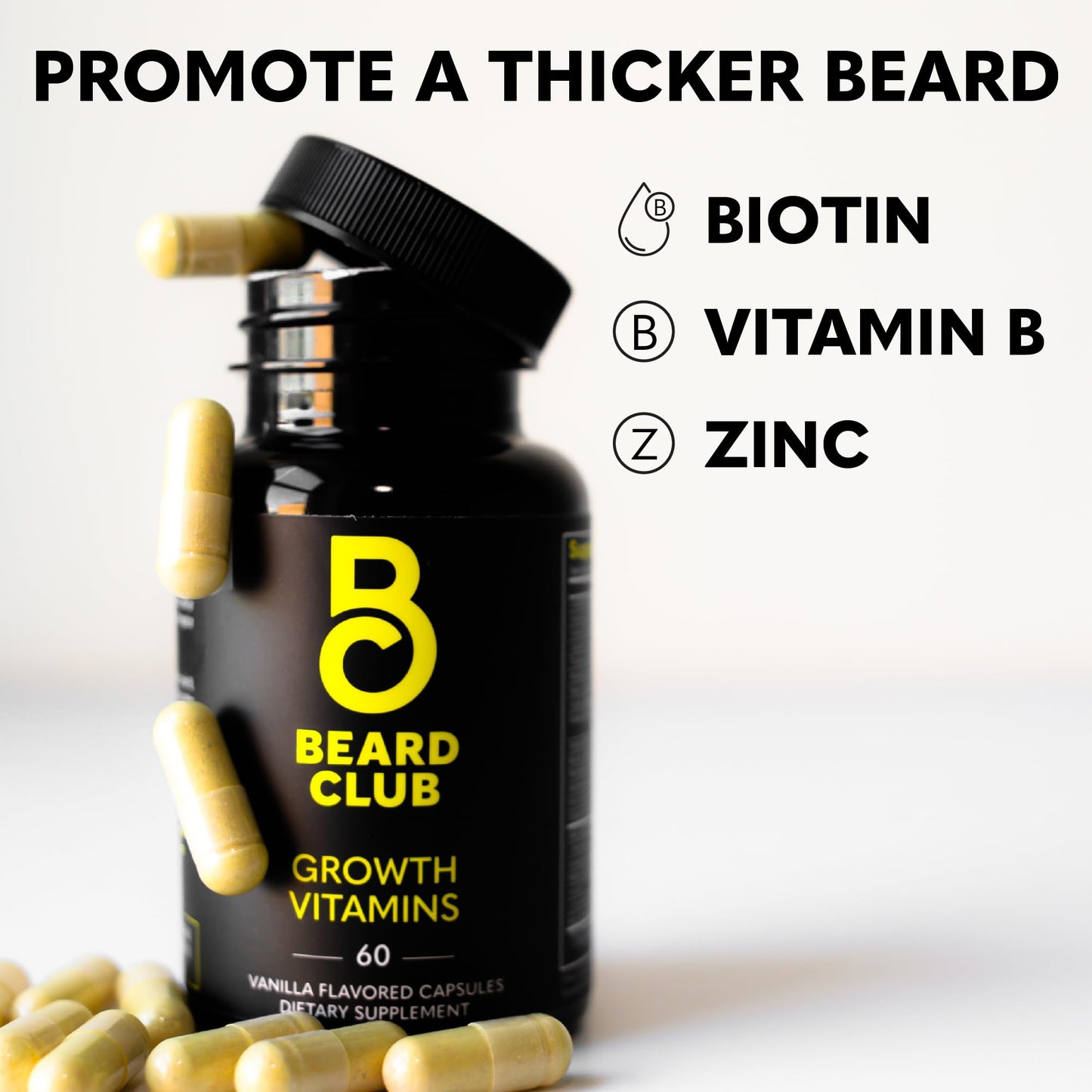 The Beard Club - Beard Growth Vitamins - Support A Thicker Fuller Beard, Fill in Patches - Minerals & Multi-Vitamins Help Support and Stimulate Healthier Facial Hair Growth