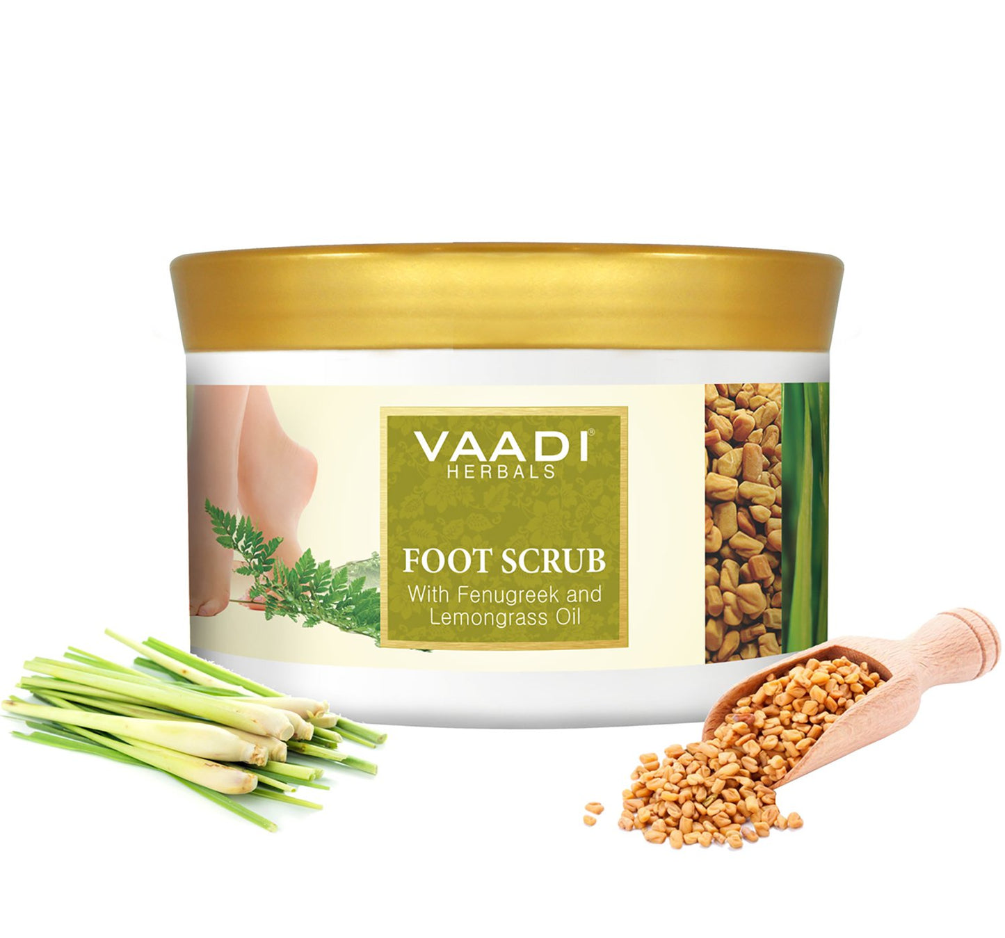 Vaadi Herbals Foot Scrub, Fenugreek and Lemongrass Oil, 500g