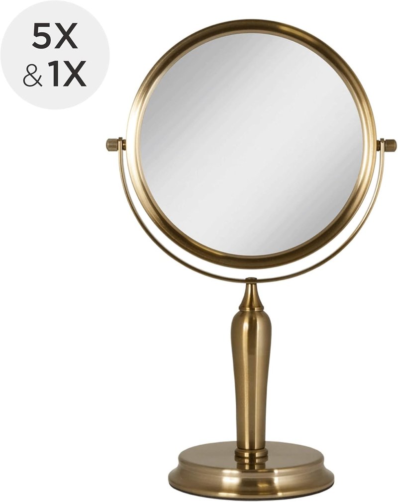 Zadro 8.75” Round Makeup Mirror - 5X/1X Magnifying, Rotating Design for Easy Use
