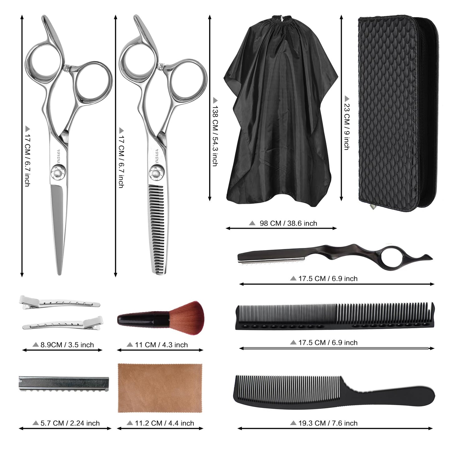 YASAKA 6 Inch Professional Hair Thinning and Cutting Shears Kit,Barber Shears,Cobalt Stainless Scissors,Sharp Razor Edge Barber Hair Scissors, Ergonomic Grip Design for Hair Salon or Home Use