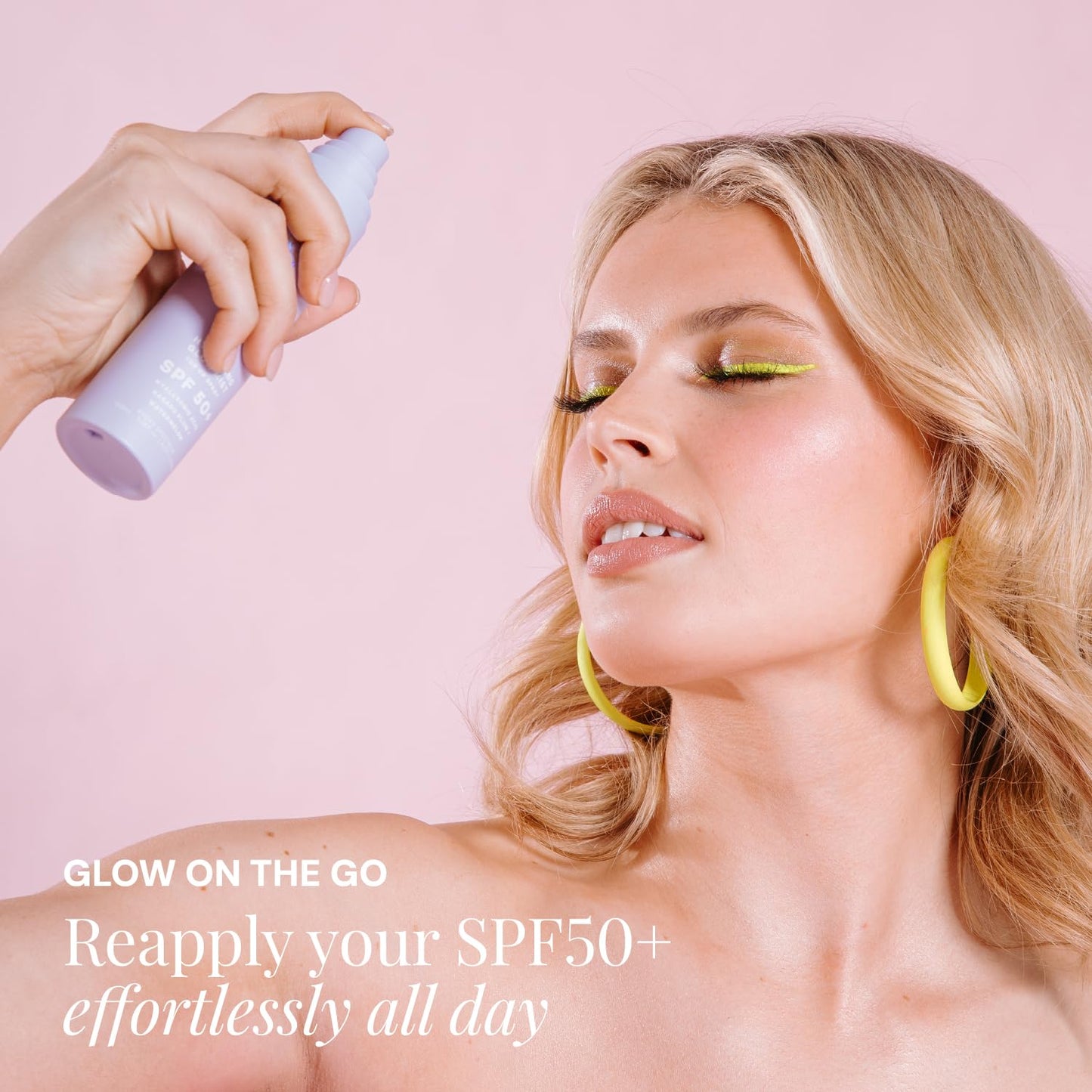 Naked Sundays SPF 50 Hydrating Glow Sunscreen Mist for Face, SPF Setting Spray with Hyaluronic Acid, Makeup Setting Spray, Lightweight, Non-Greasy Hydration, 75ml