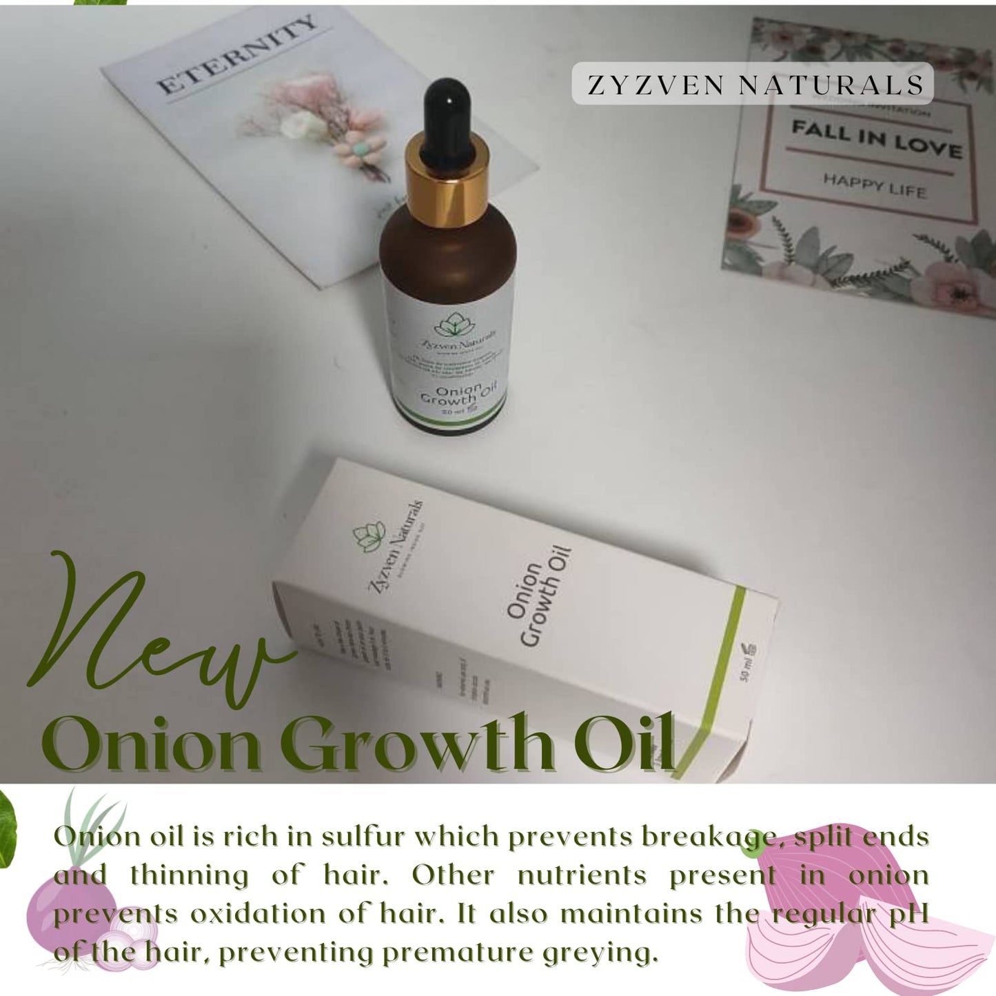 Zyzven Naturals Onion Growth Oil – Multipurpose Scalp & Hair Nourishing Oil with Castor, Black Seed, Moringa & Essential Oils – 50ml Onion Hair oil Natural Hair Care