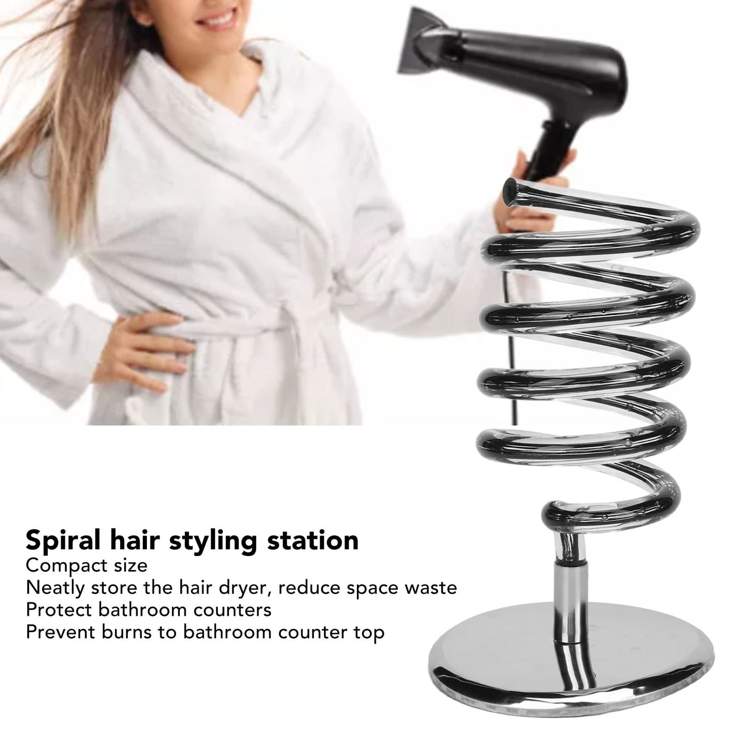 Spring Hair Blower Holder Dryer Hanging Rack Spiral Stand Styling Station Hair Dryer Stand Curling Iron Holder Brush Organizer Flat Blow Hands Free