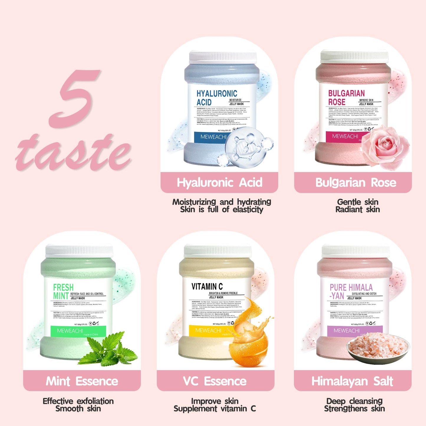 MEWEACHI Jelly Mask For Facials Professional,Spa facial mask Rubber Mask, Moisturizing&Hydrating for Wrinkles&Acne,23 Fl Oz Jar Face Mask SkinCare,Natural Gel Face Masks Facial Mask (Himalayan salt)