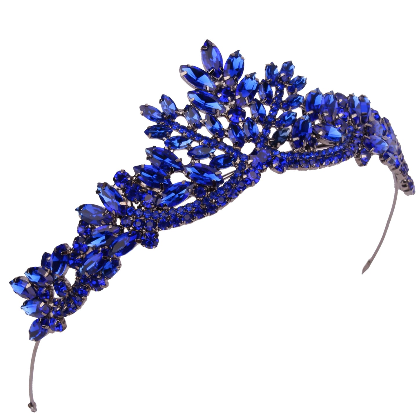 LIMELIA Handmade Princess Crown Tiara for Women – Sax Blue Crystal Rhinestone Headpiece for Birthday, Bridal, Pageant, Cosplay | Elegant Queen Crown for Girls & Adults