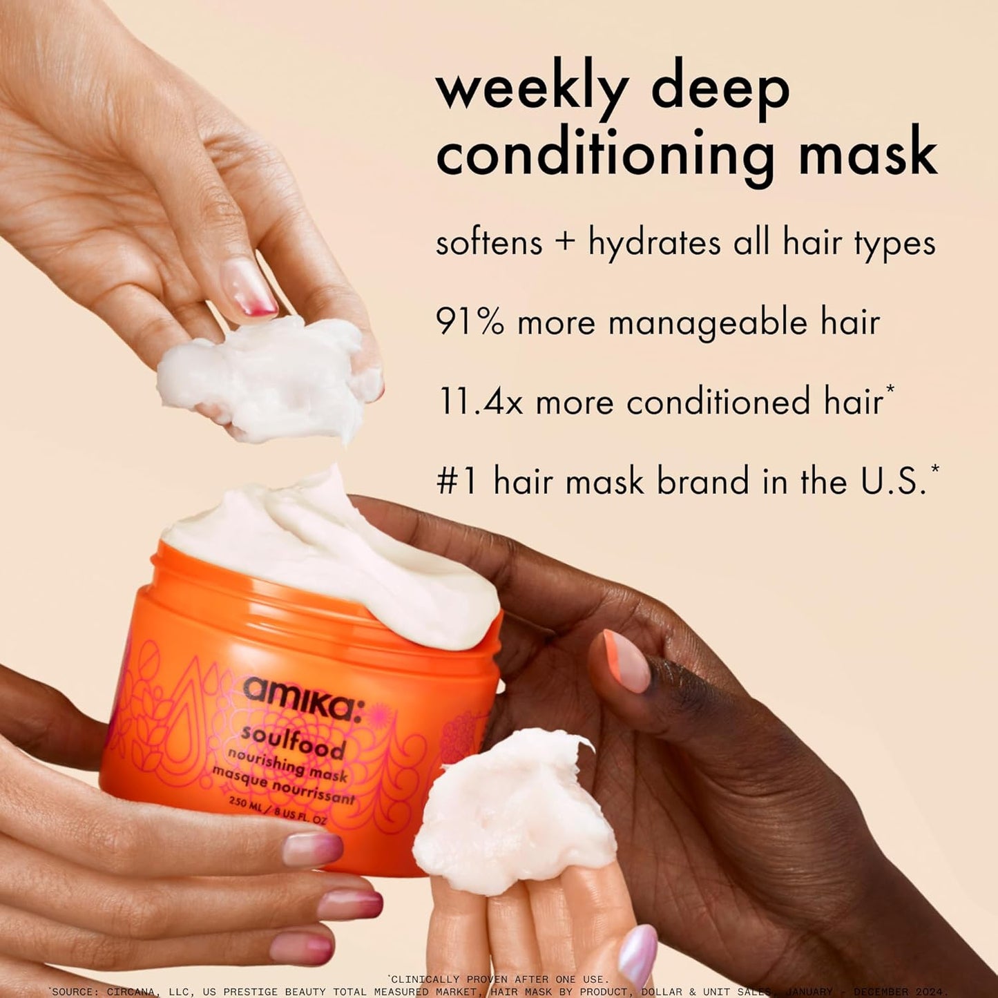 Amika Soulfood Nourishing Hair Mask - Deep Conditioning Treatment for Dry, Damaged Hair | 8.5 oz
