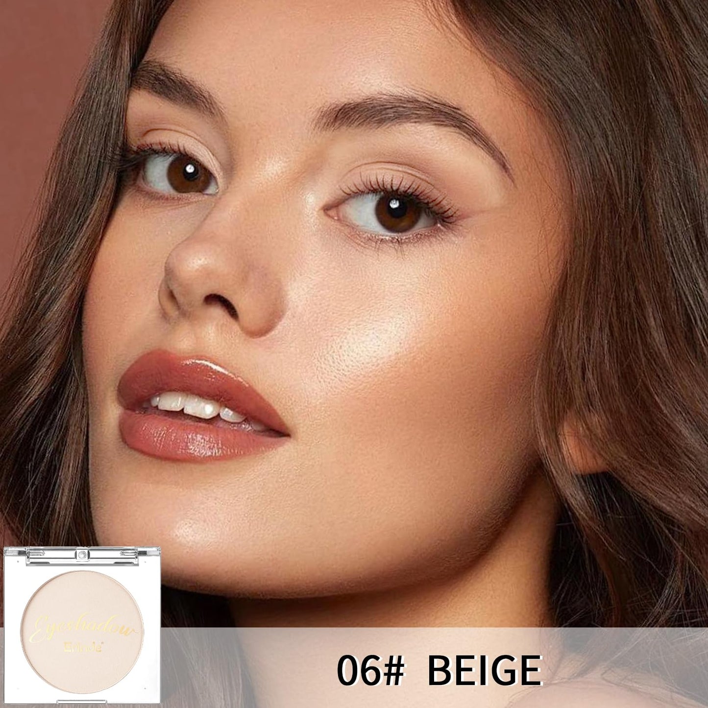 Erinde Single Beige Matte Eyeshadow Palette, Velvet Eye Shadow Compact Powder Primer Base Makeup, Neutral Nudes Matte Pressed Powder Eye Shadow Palette, 06# Beige