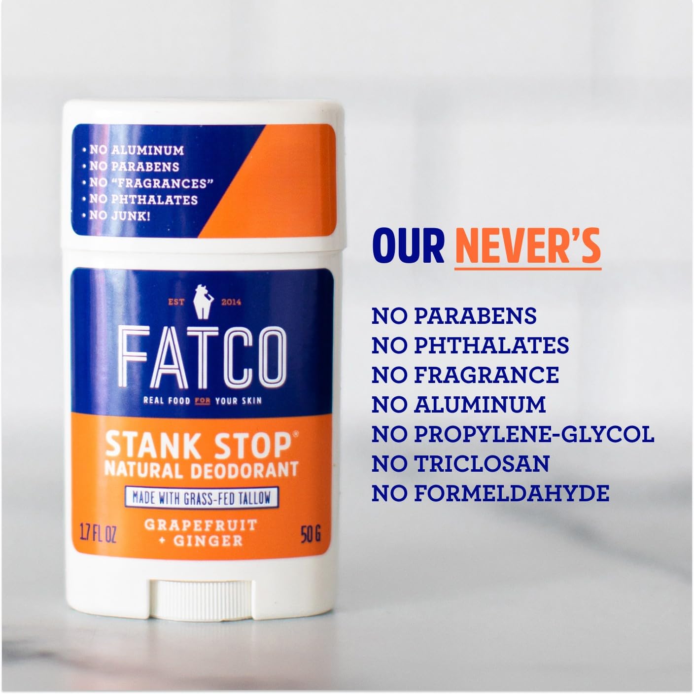 FATCO Stank Stop All Natural Deodorant with Tallow and Organic Coconut Oil – Lavender + Sage 2-Pack (1.7 oz)