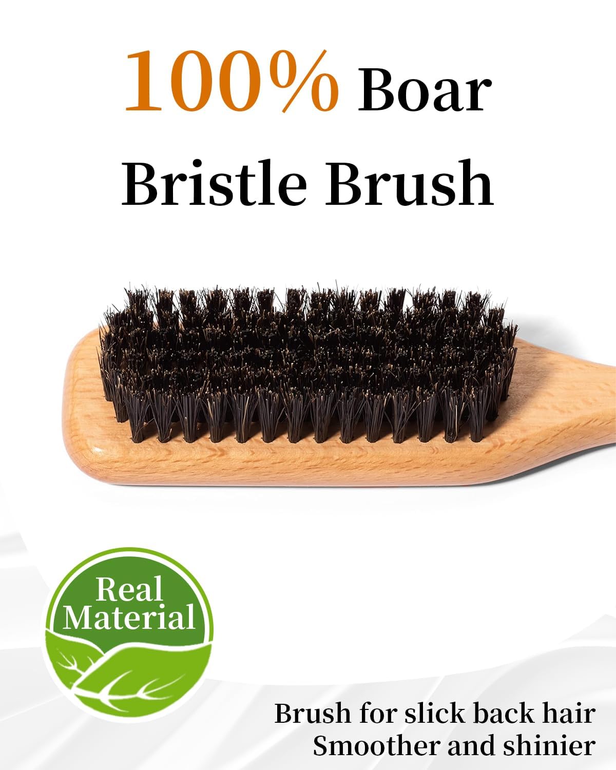 Slick Back Hair Brush, Hair Wax Stick Set - Boar Bristle Brush for Fine to Medium Hairs - Smooth Flyaways, Frizz & Baby Hairs, Sleek Ponytails Buns Updos