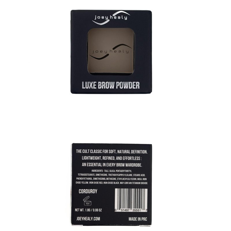 Joey Healy Luxe Brow Powder, Natural and Soft Definition Eyebrow Powder, Waterproof Brow Makeup Formula, Corduroy (Ash)