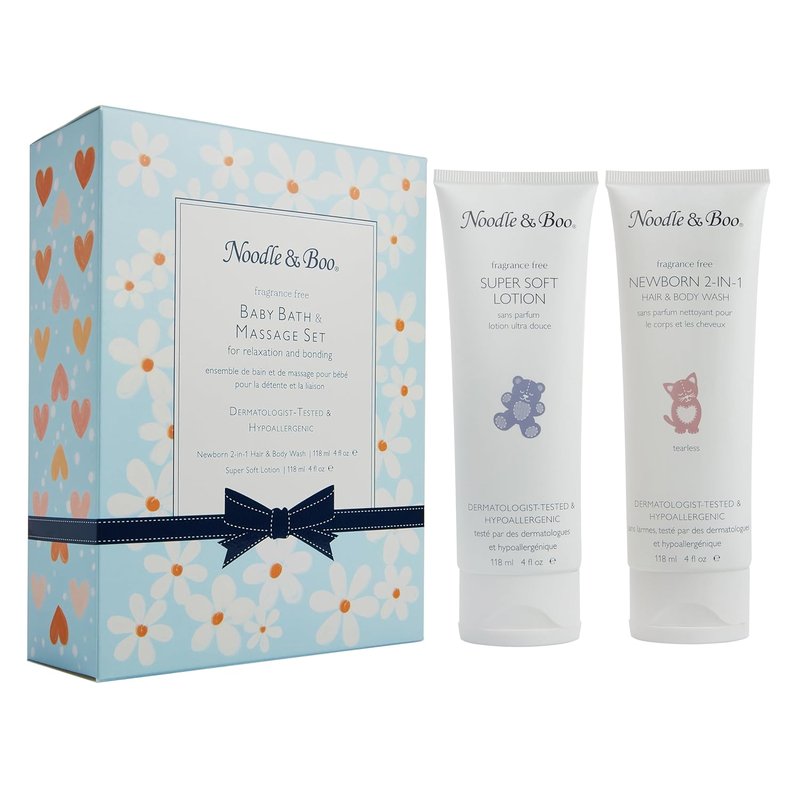 Noodle & Boo Baby Bath Gift Set | Hypoallergenic Hair & Body Wash & Lotion for Sensitive Skin - 4 oz