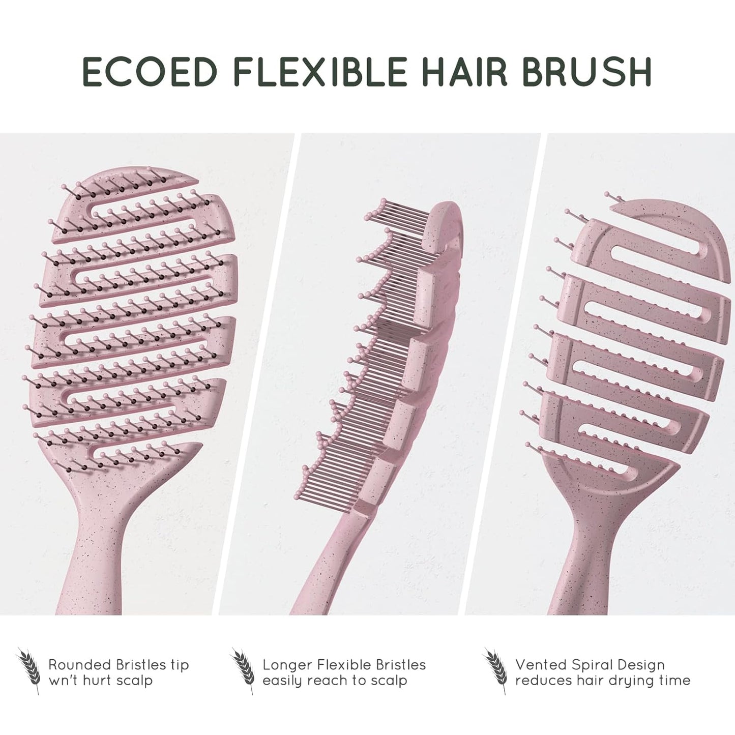 Detangler Hairbrush, Vented Detangling Brush for Straight, Wavy,Curly and Fine Hair, Dry and Wet, Quick Smoothing for Women and Men, Eco-Friendly & Sustainable Material (Green)