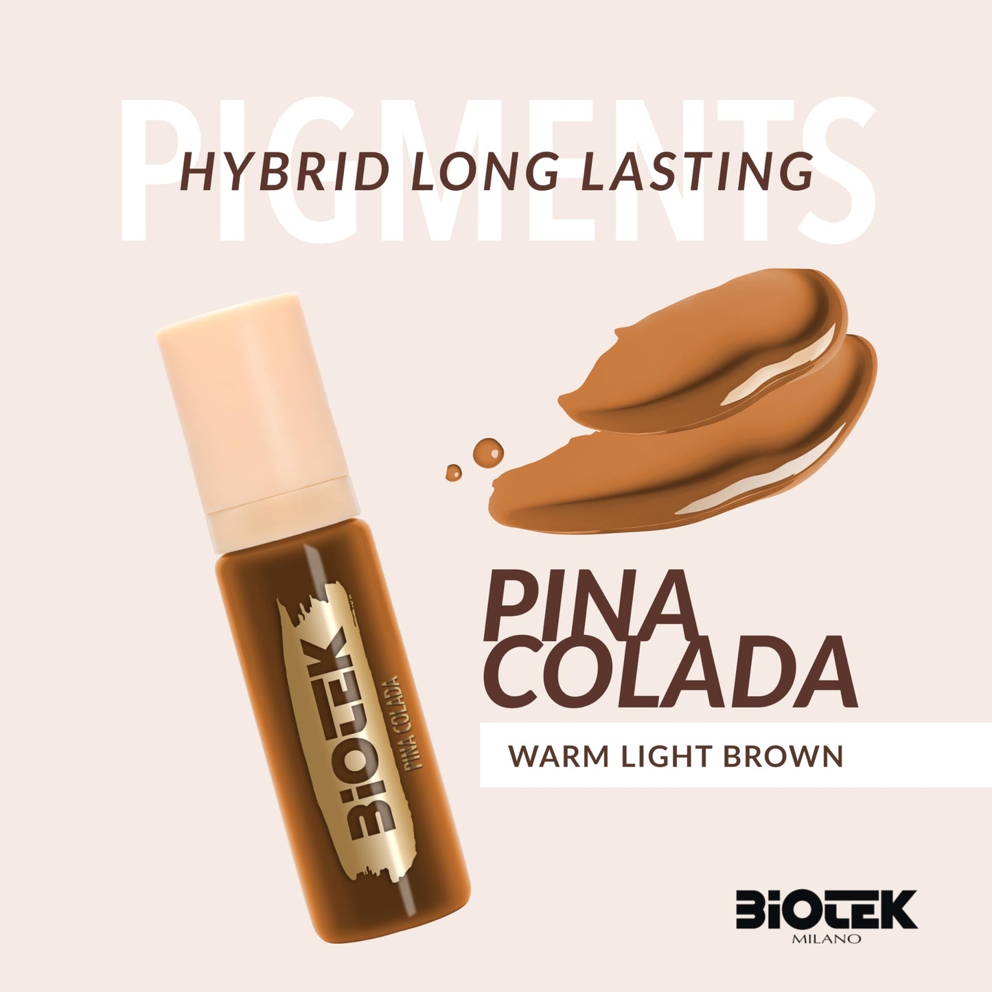 BIOTEK Brow Pigment Color for Long Lasting Makeup - Hybrid Long Lasting - Made in Italy (Pina Colada)